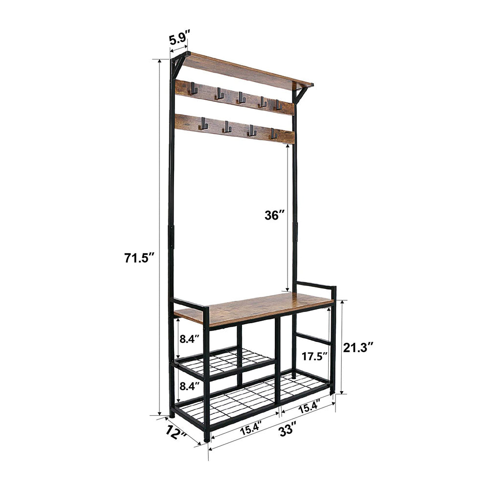 Entryway Hall Tree Coat Rack