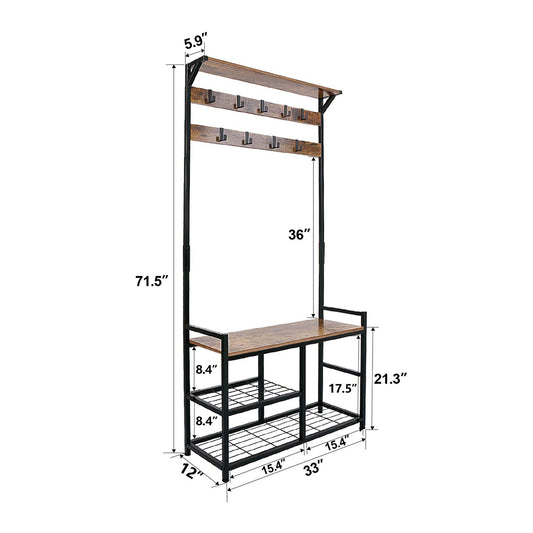 Entryway Hall Tree Coat Rack