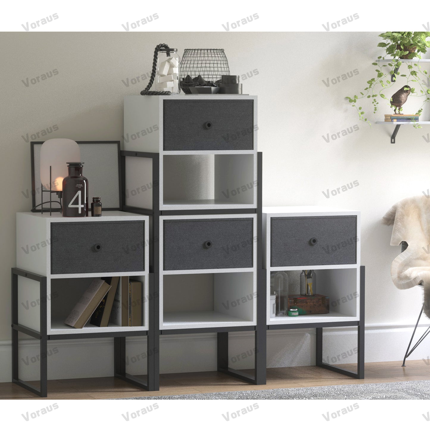 Patent style Adjustable Building Block Storage Cabinet with Non woven fabric drawer
